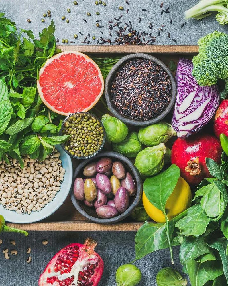 Vegetables, grains, pulses and fruit