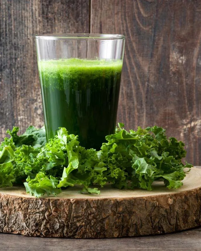 A fresh green juice with kale