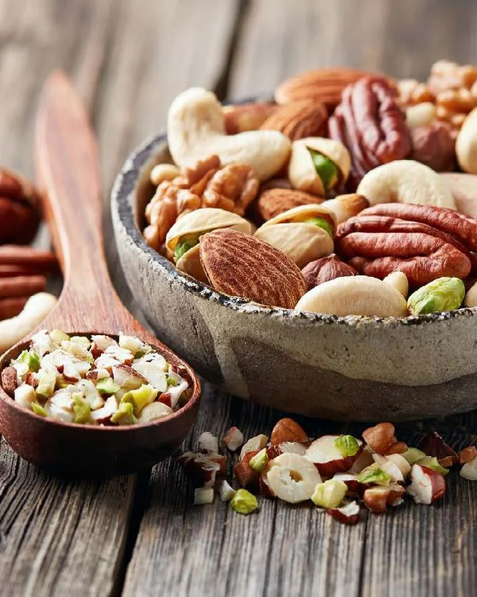 A bowl of nuts and seeds